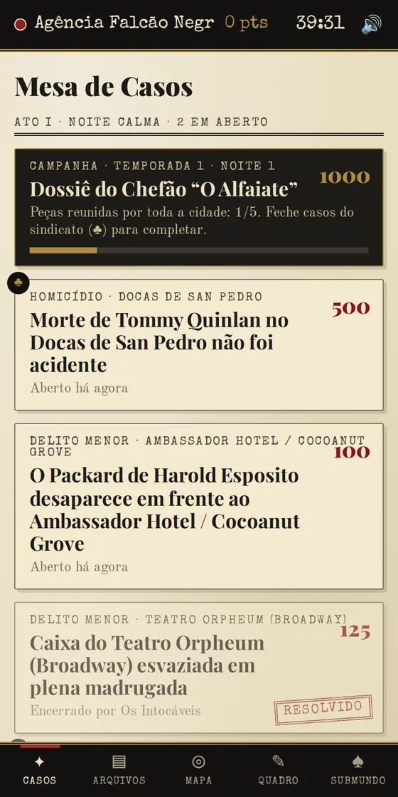 Lista de casos no celular